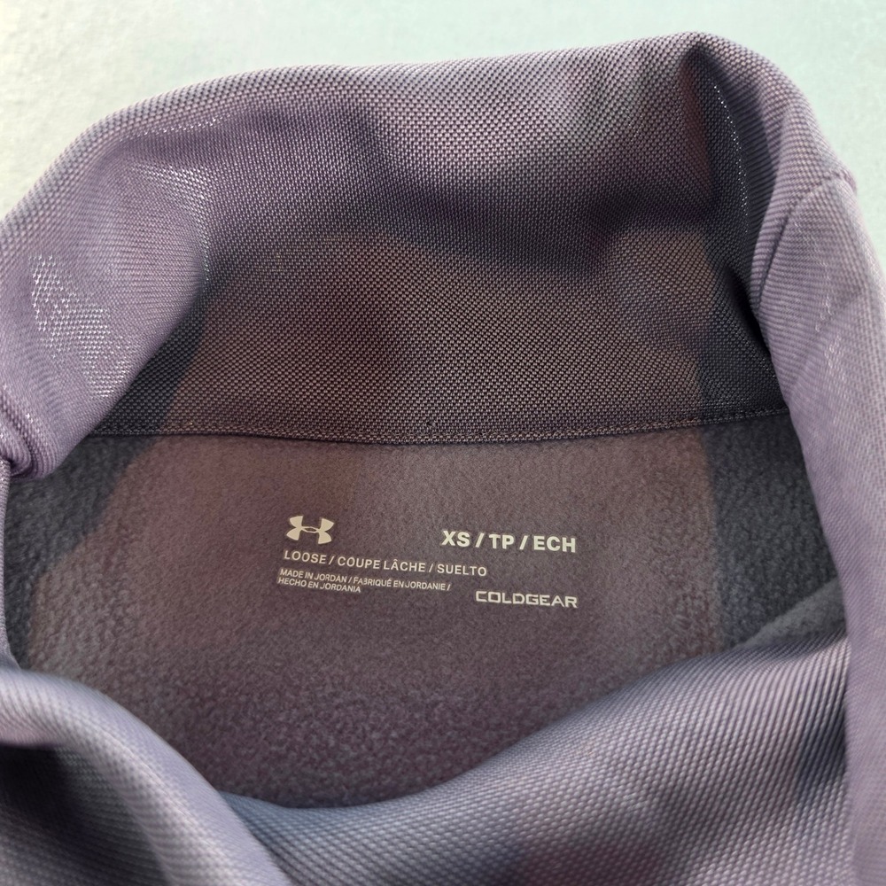 Under Armour ColdGear Winter Layer Women XS Funnel Neck Fleece Sweatshirt Purple - Picture 5 of 6